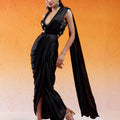 Black Embellished & Embroidered Saree Set image 0