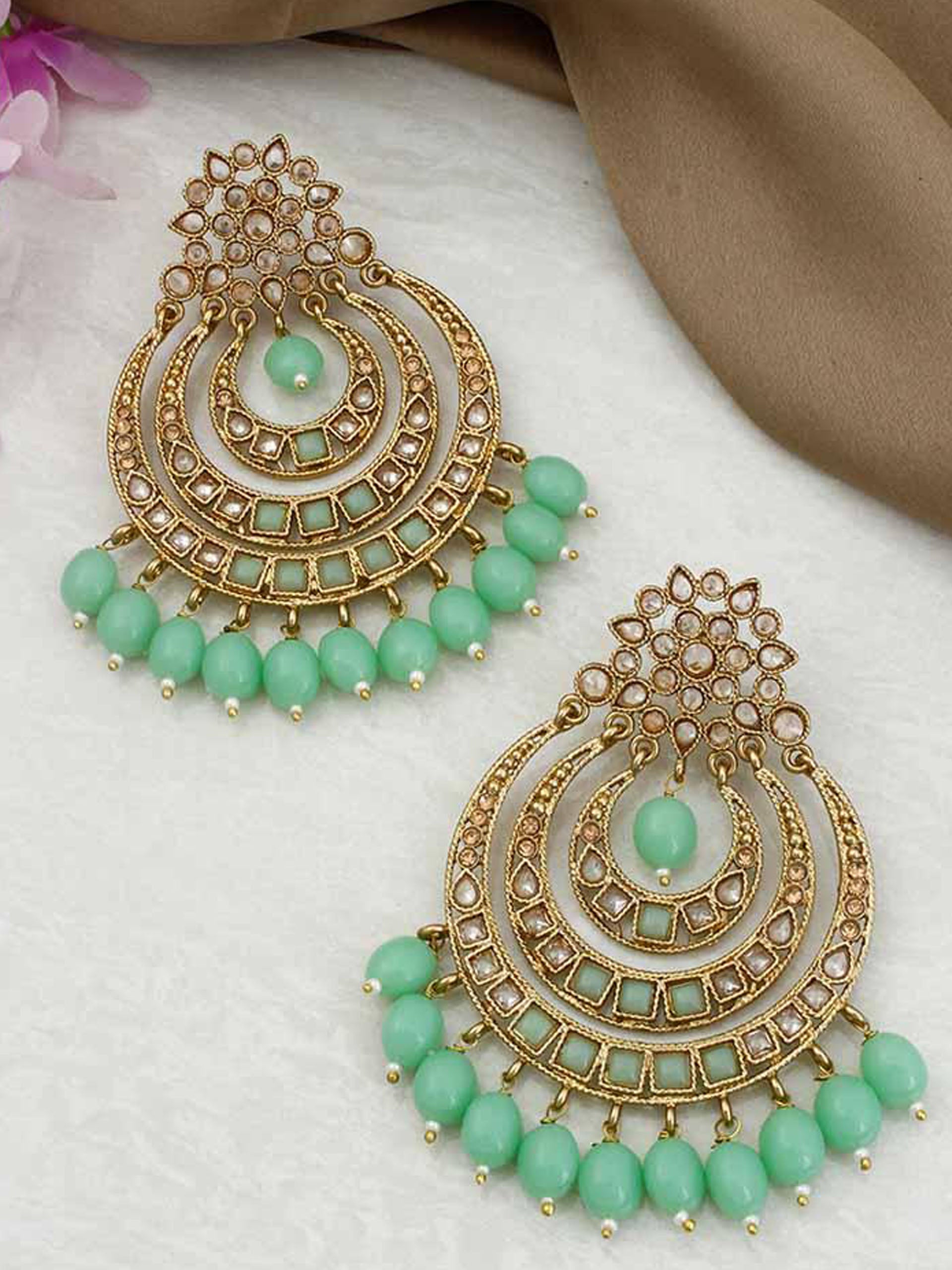 Metallic Chandbali Earrings image 0