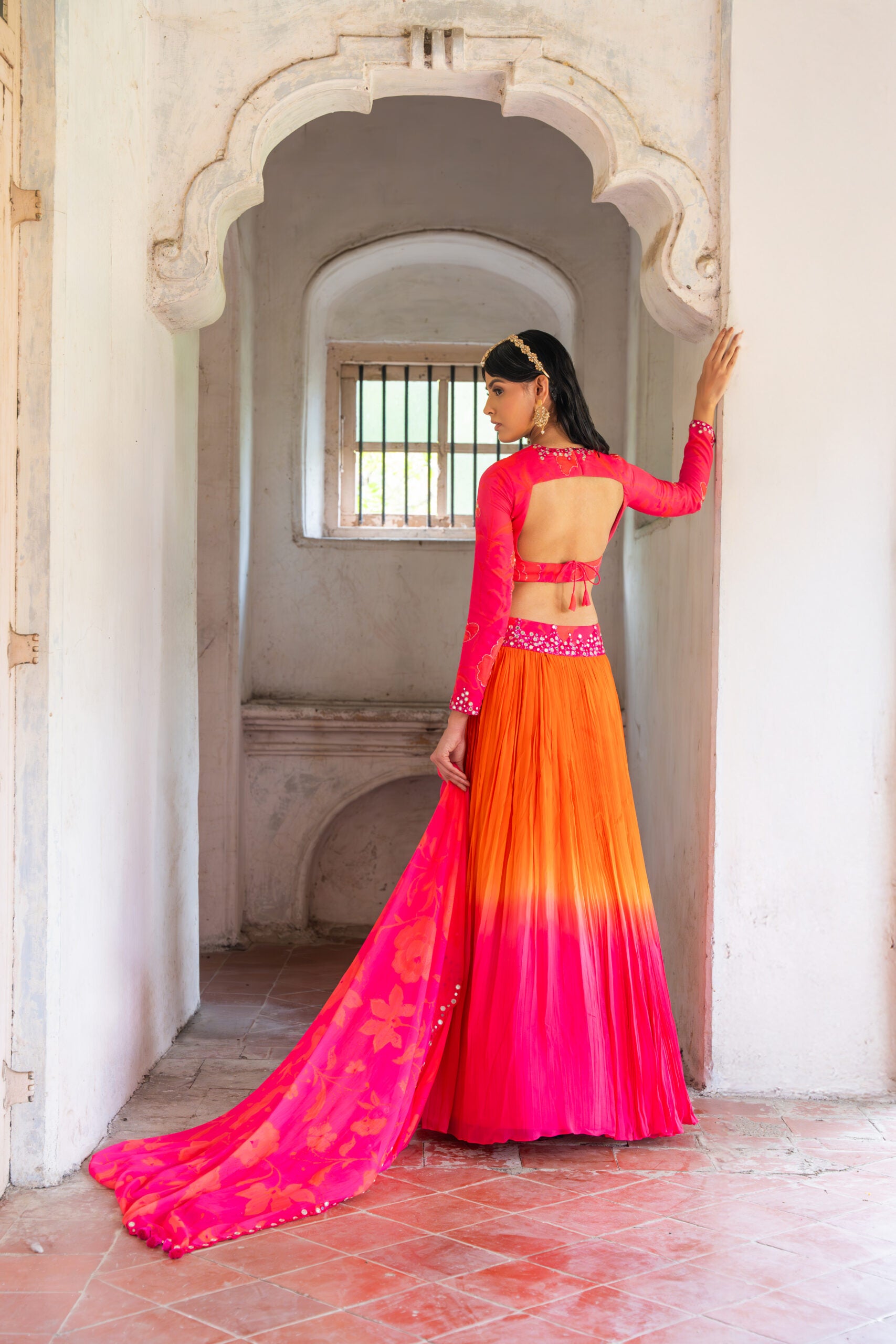 Coral Sunset Lehenga image 1