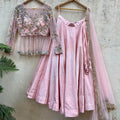 Baby Pink Peplum Lehenga with Powder Pink Dupatta image 0