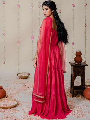 Fuchsia Pink Mirror Anarkali Se image 6