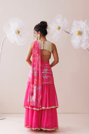 Pink Organza Lehenga Set image 3