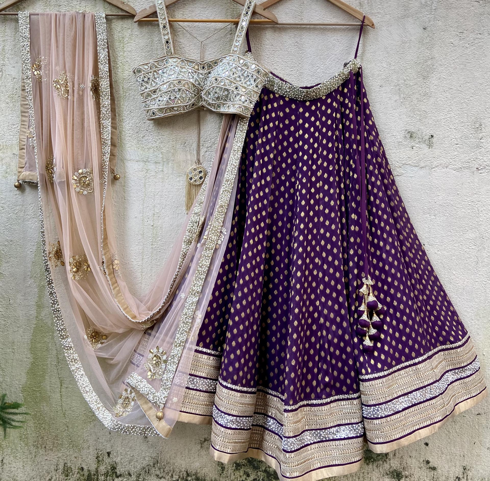 Aubergine Mirror Lehenga Set - L image