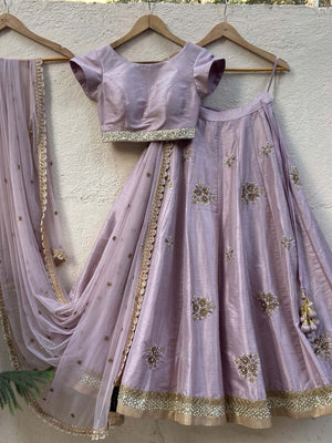 Lavender Raw Silk Lehenga image 2