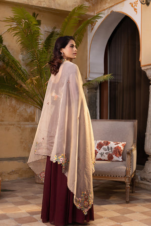 Light Peach Georgette Anarkali Set image 1