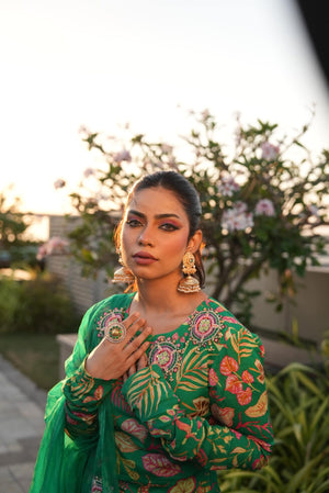Elevated Pine Green Gharara Set image 1