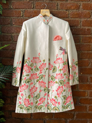 Lotus Hand Painted Sherwani Set image 4