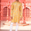 Yellow Floral Cotton Kurta Set image 0