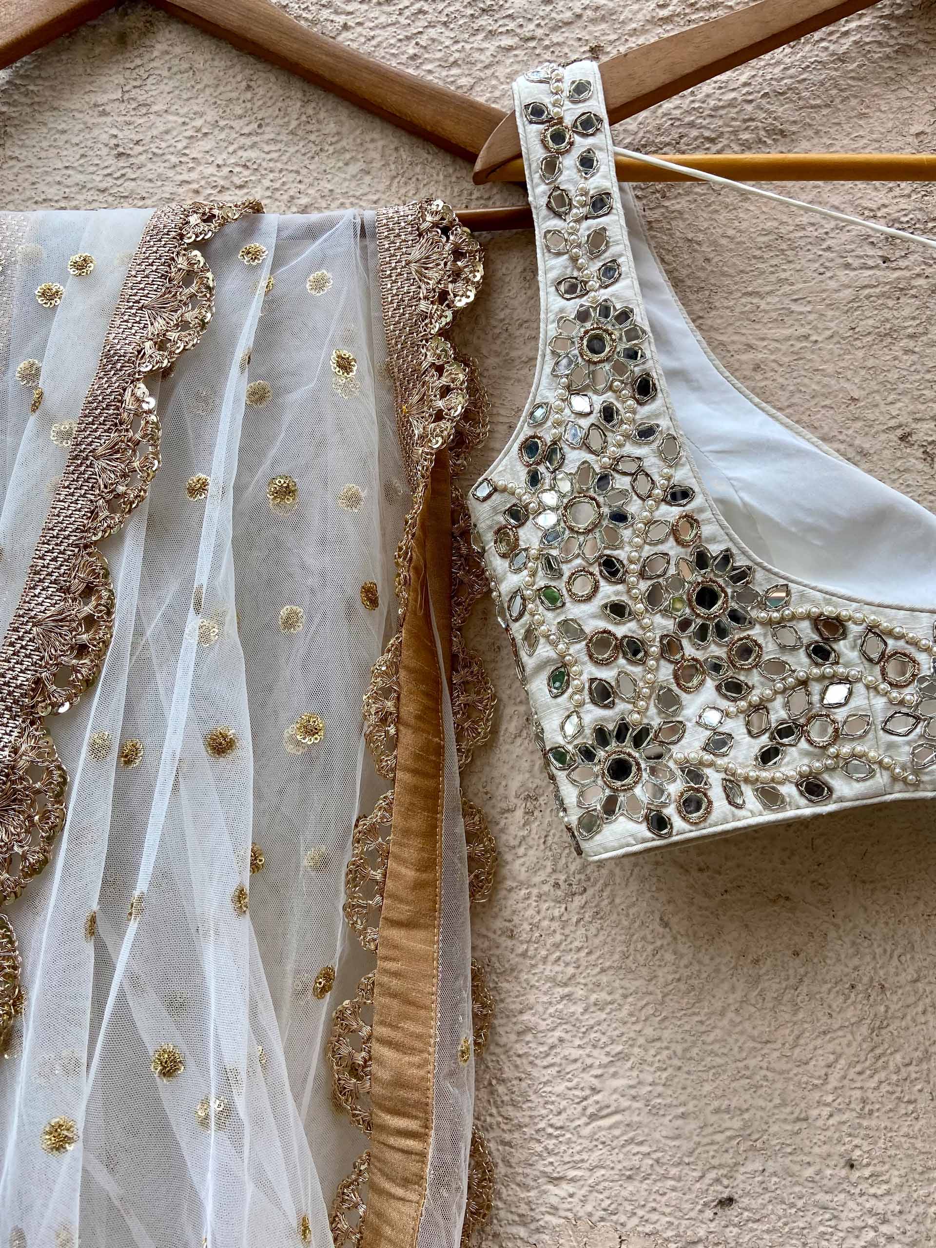 Ivory Mirror Saree Set image 2