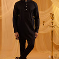 Black Embroidered Indo Western Set image 0
