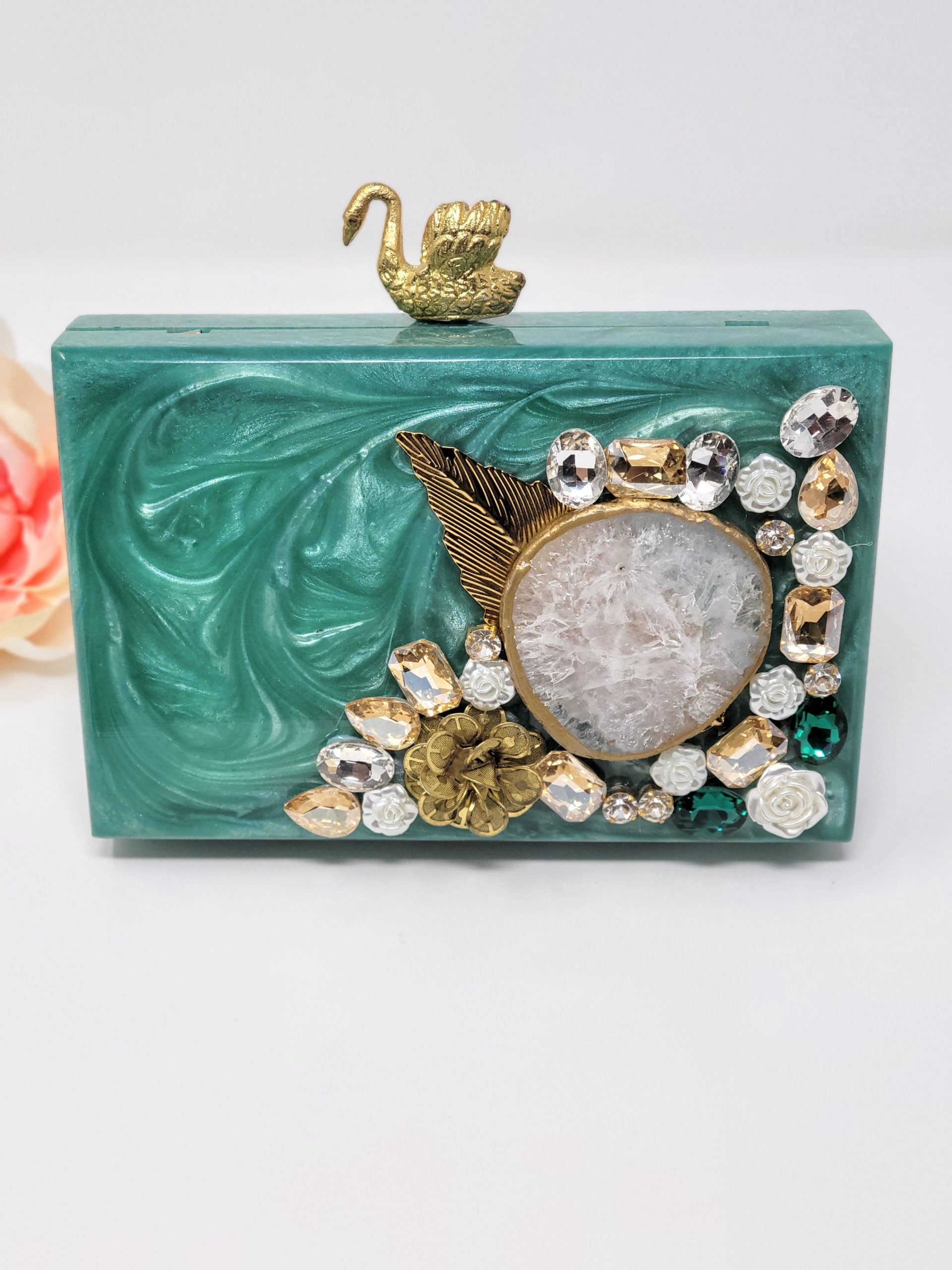 Green Resin Swan Clutch image 0