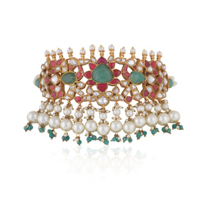 Gold-Finished Multicolored Choker Set image 2