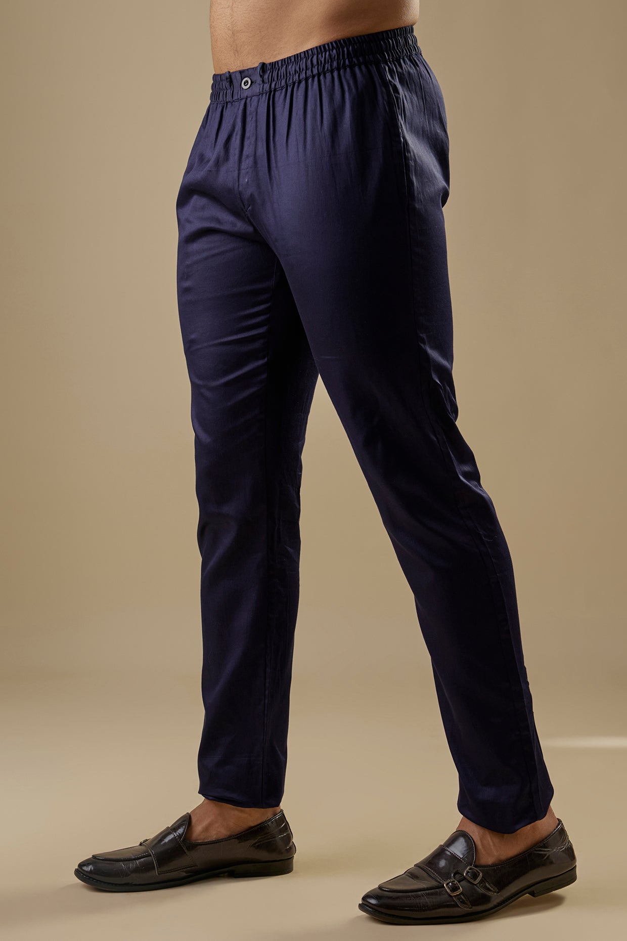 Navy Blue Geometric Embroidered Sherwani Set image 2
