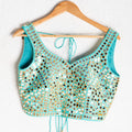 Turquoise Blue Mirrorwork Blouse image 0