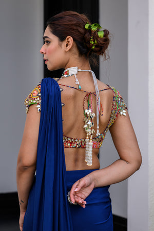 Iris Highlighted Applique Saree with Highlighted Blouse image 2