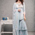Sky Blue Sharara Set image 0