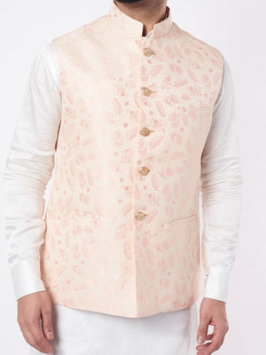 Blush Pink Silk Bundi Jacket Set image 1