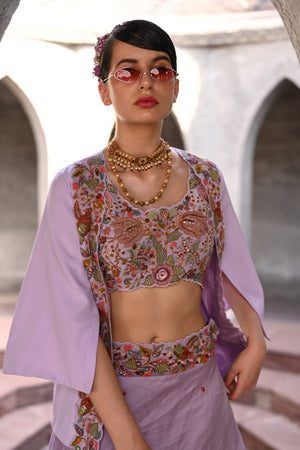 Lavender Jacket Lehenga Set image 1