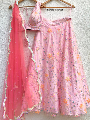 Pink Floral Multi Sequins Co-ord Set image 1