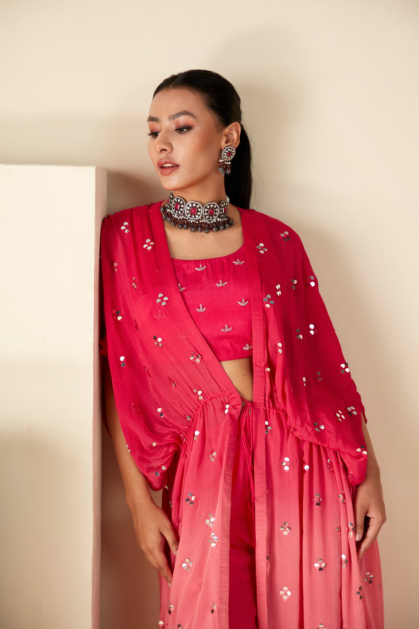 Ombre Kaftan Jacket Pants Set image 1