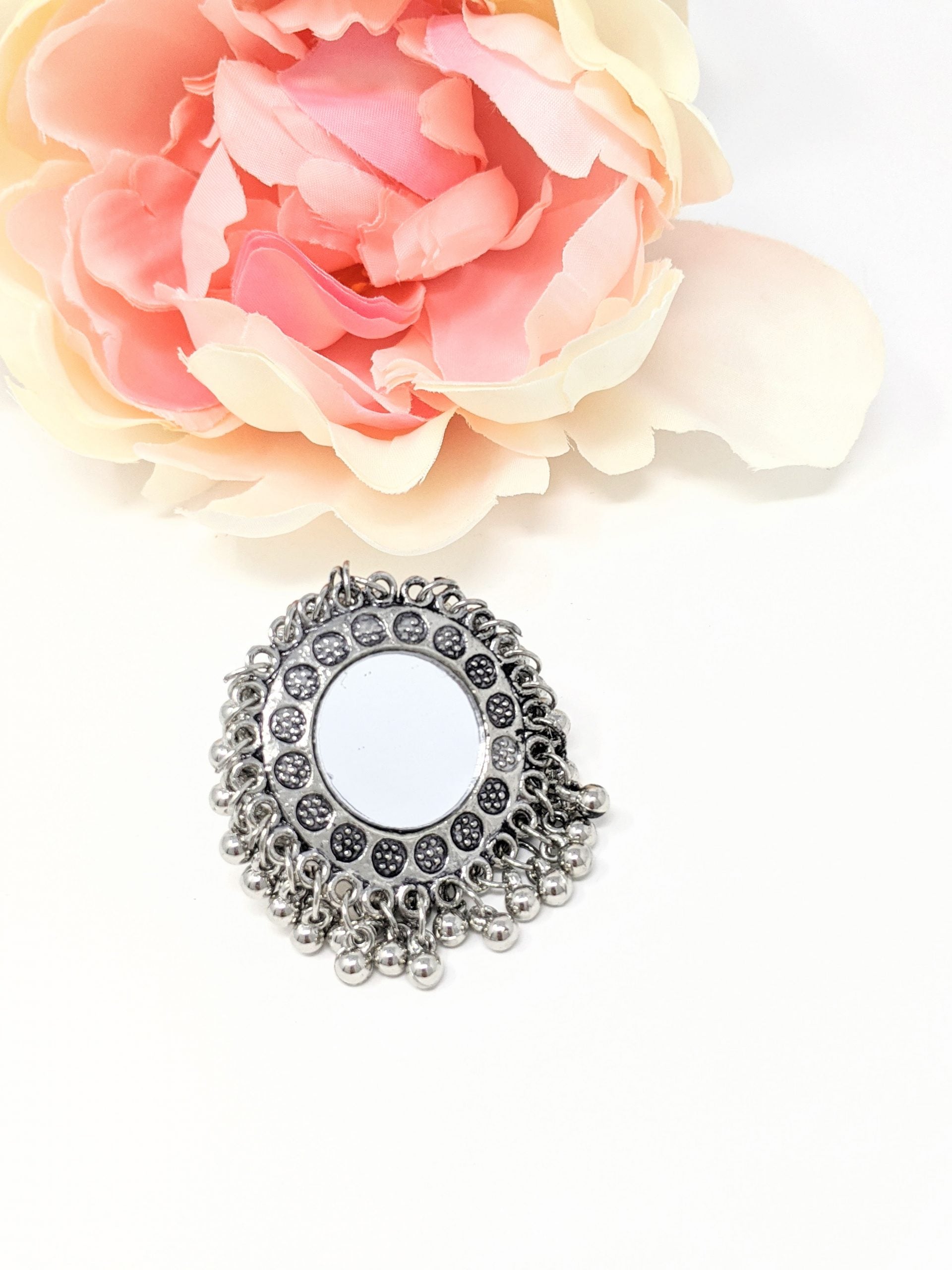 Oxidized Mirror Ring with Ghungroo image 0