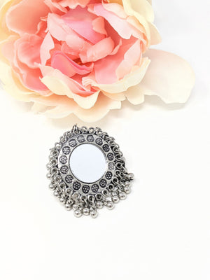 Oxidized Mirror Ring with Ghungroo image 0