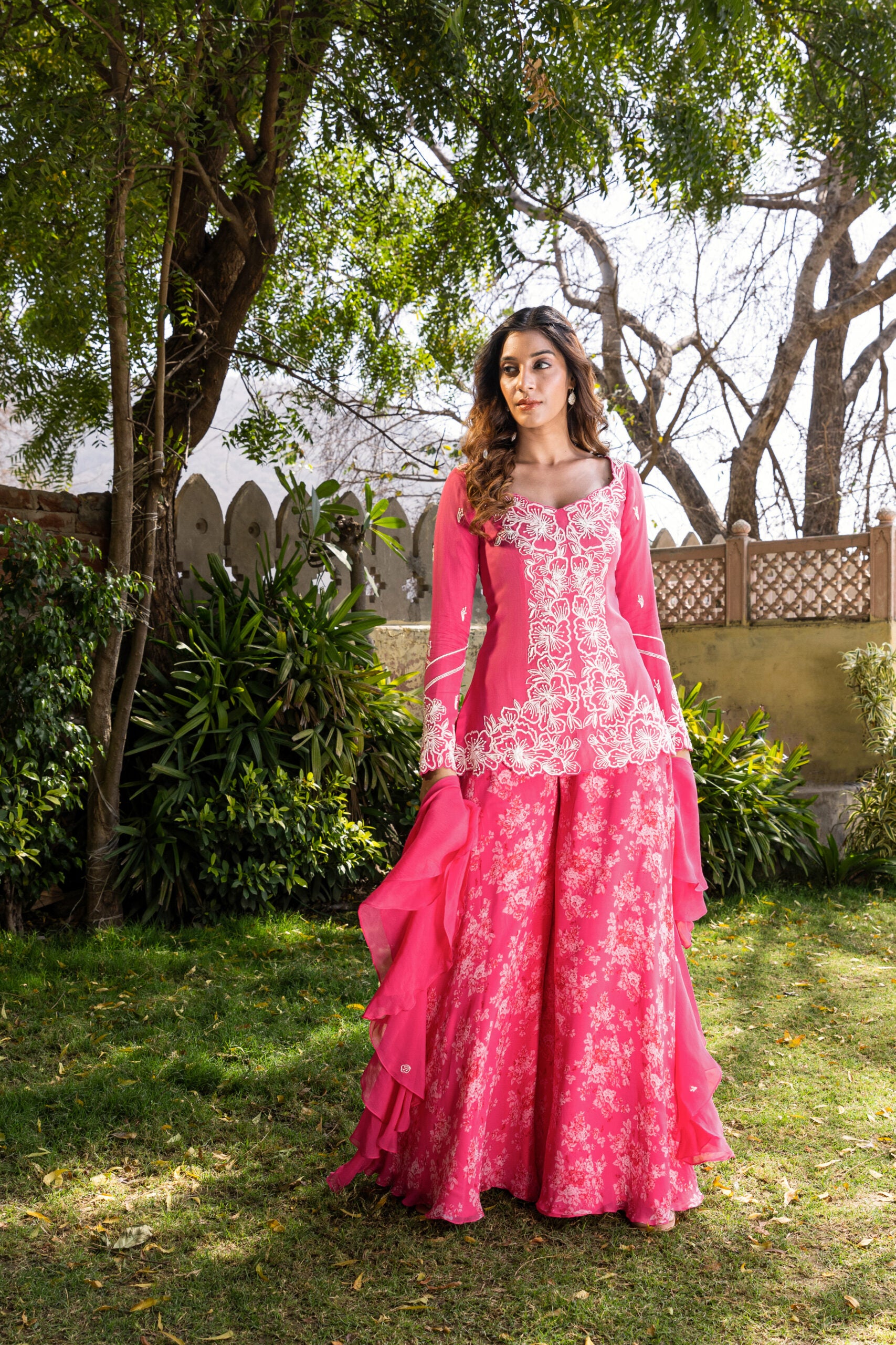 Fuchsia Pink 3 Piece Kurta Set - M image