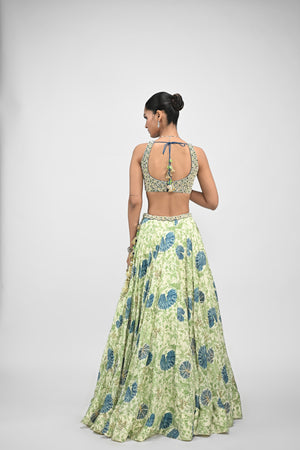 Peacock Highlighted Lehenga Paired with Pearl Blouse and Embroidered Dupatta image 2