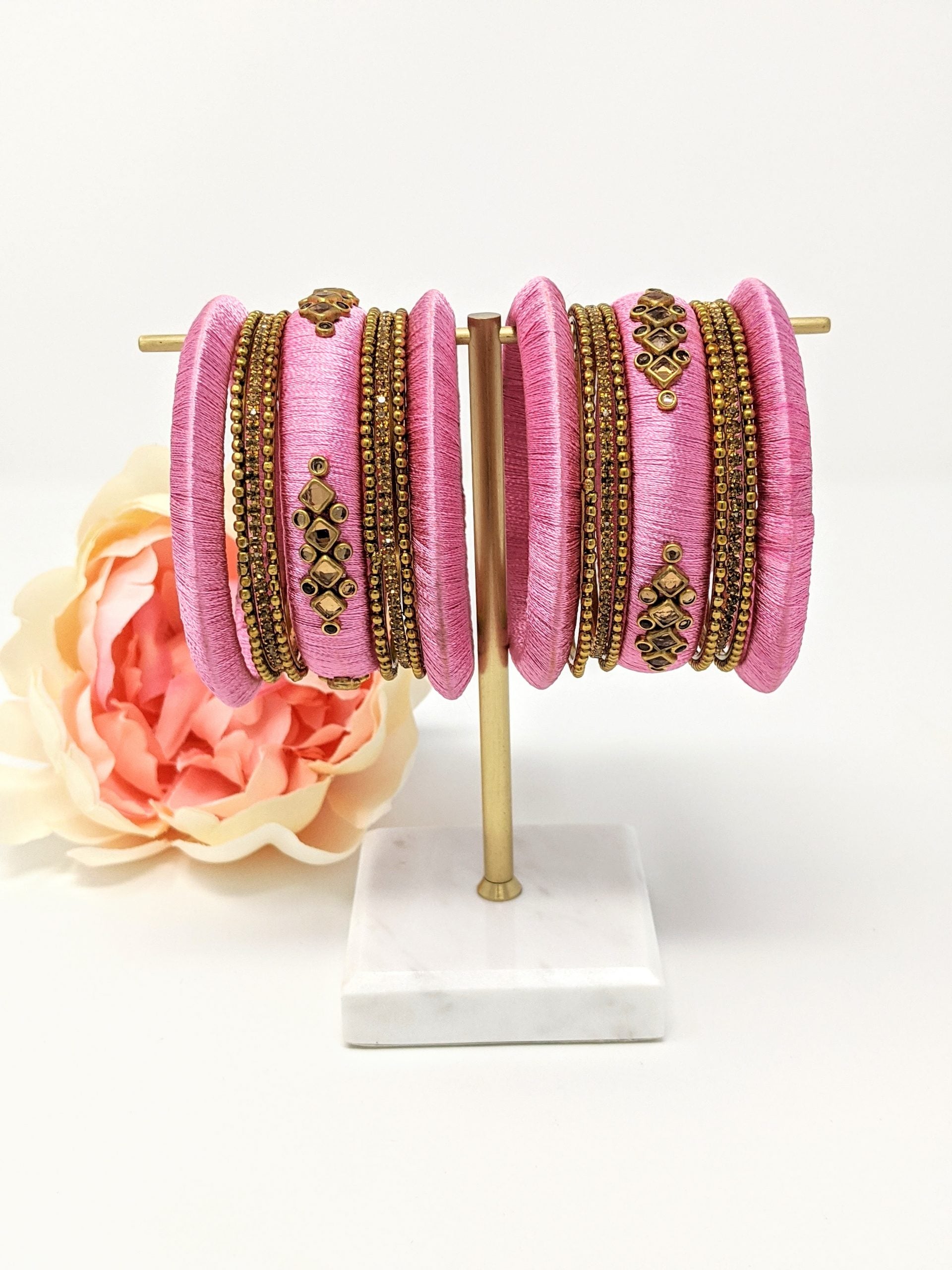 Pink Silk Thread Bangle Set image 3