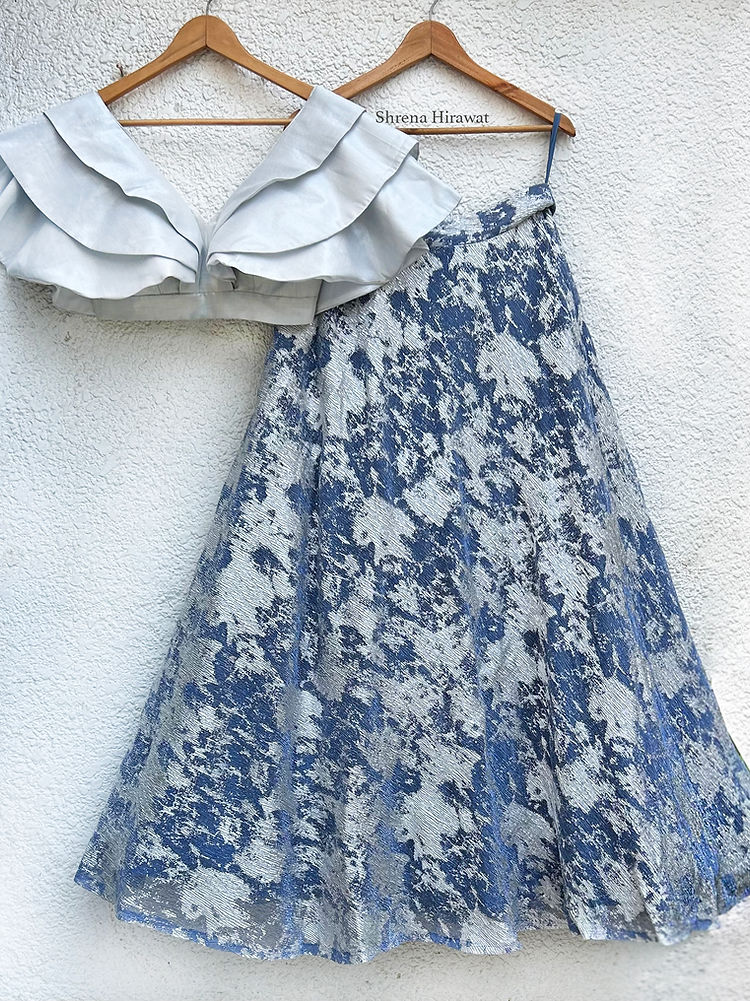 Silver Navy Glam Lehenga image 1
