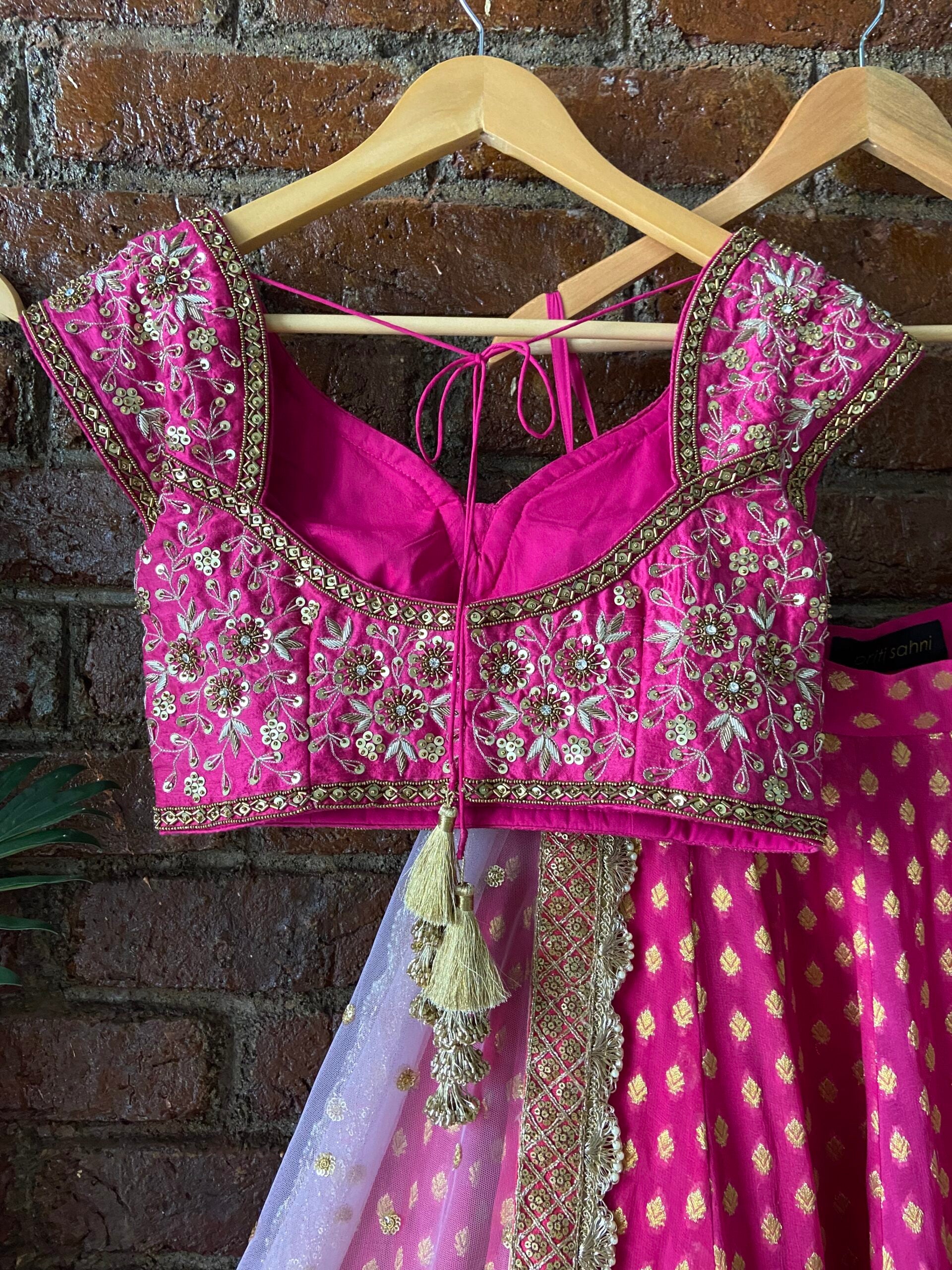 Fuchsia Pink Sharmily Work Lehenga Set image 4