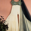 Ivory Midnight Blue Mirror Magic Sharara Set image 0