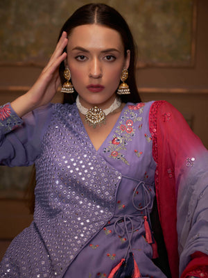 Purple Mirror Angrakha Sharara Set image 1
