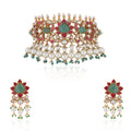 Gold-Finished Multicolored Choker Set image 0
