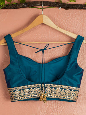 Peacock Blue Lehenga Set With Sky Blue Dupatta image 2