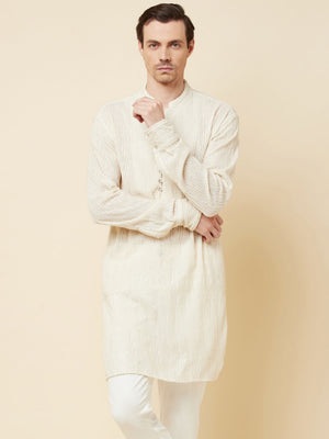 White Sequins Kurta Set image 4