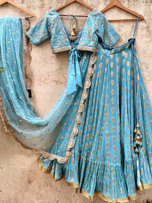 Turkish Blue Lehenga Set image 4