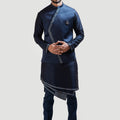 Navy Blue Overlap Nehru Kurta Set image 0