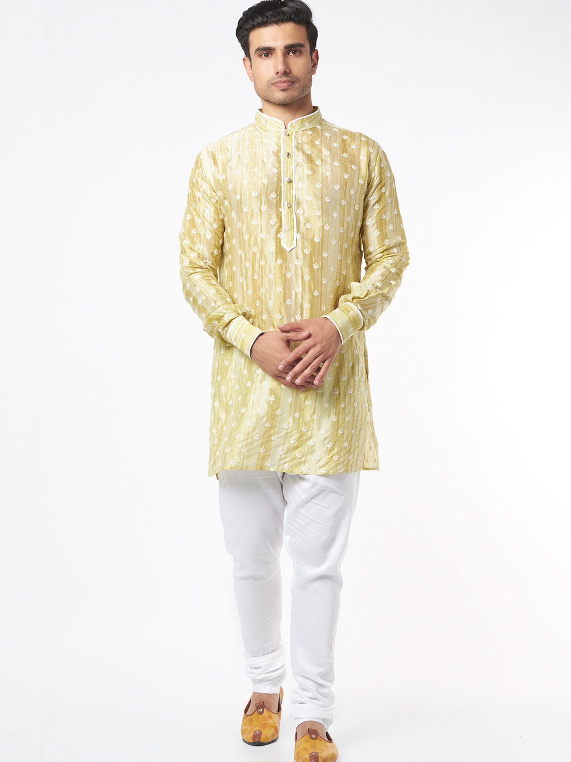 Yellow Gold Silk Kurta Set - M image