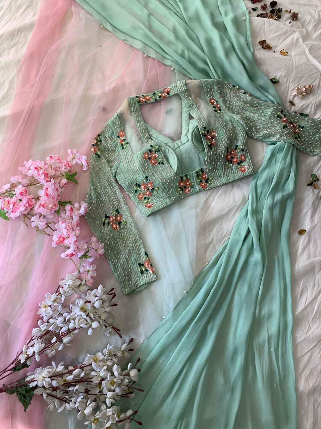 Sea Green Saree - L image