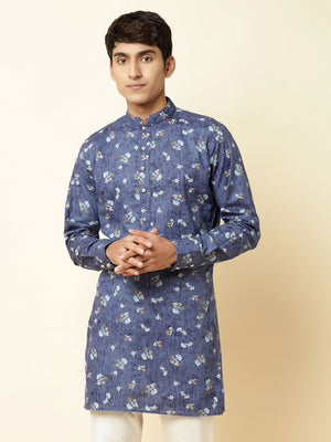 Blue Floral Print Kurta image 4