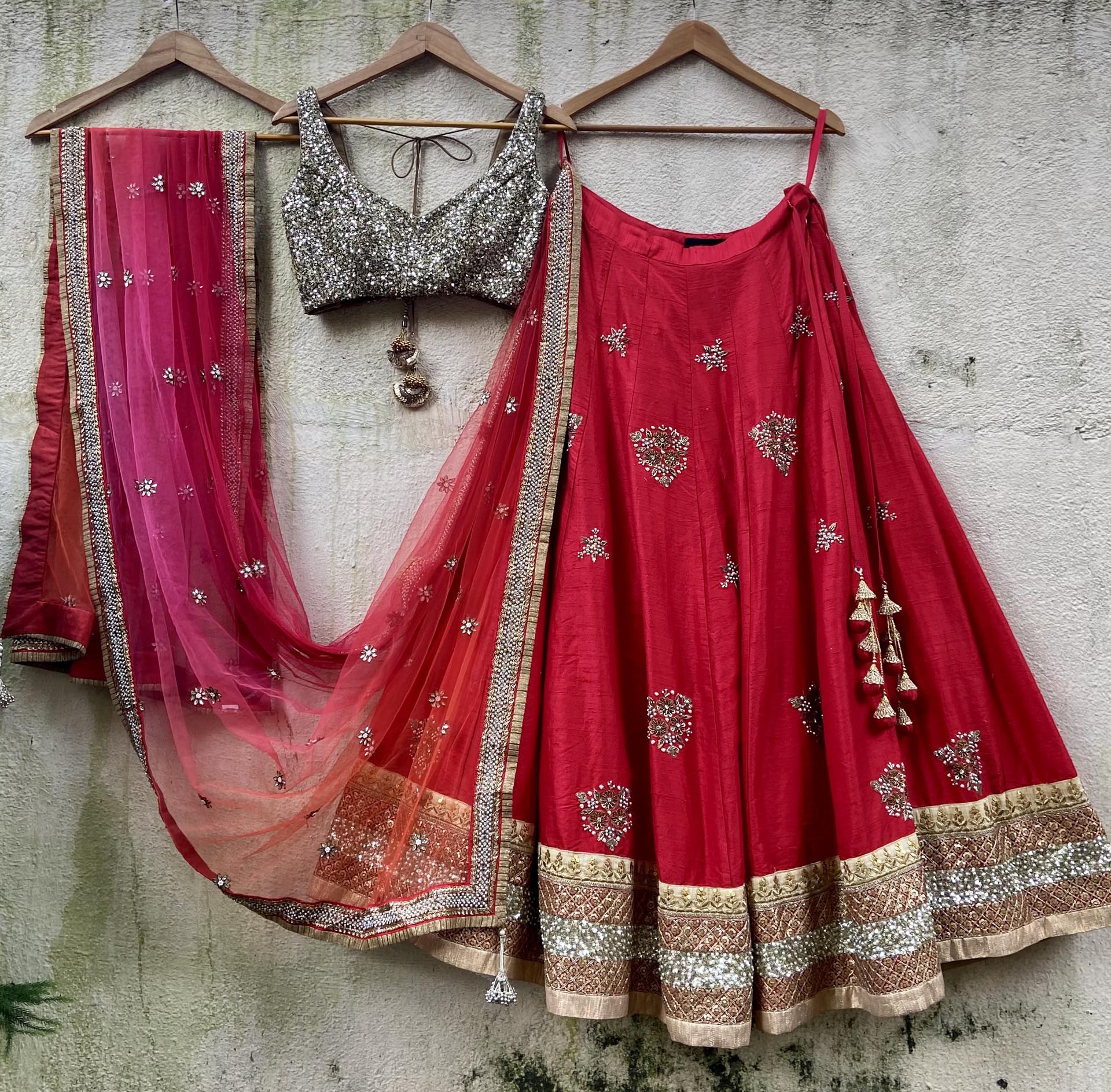 Red and Gold Bridal Lehenga Set - S image