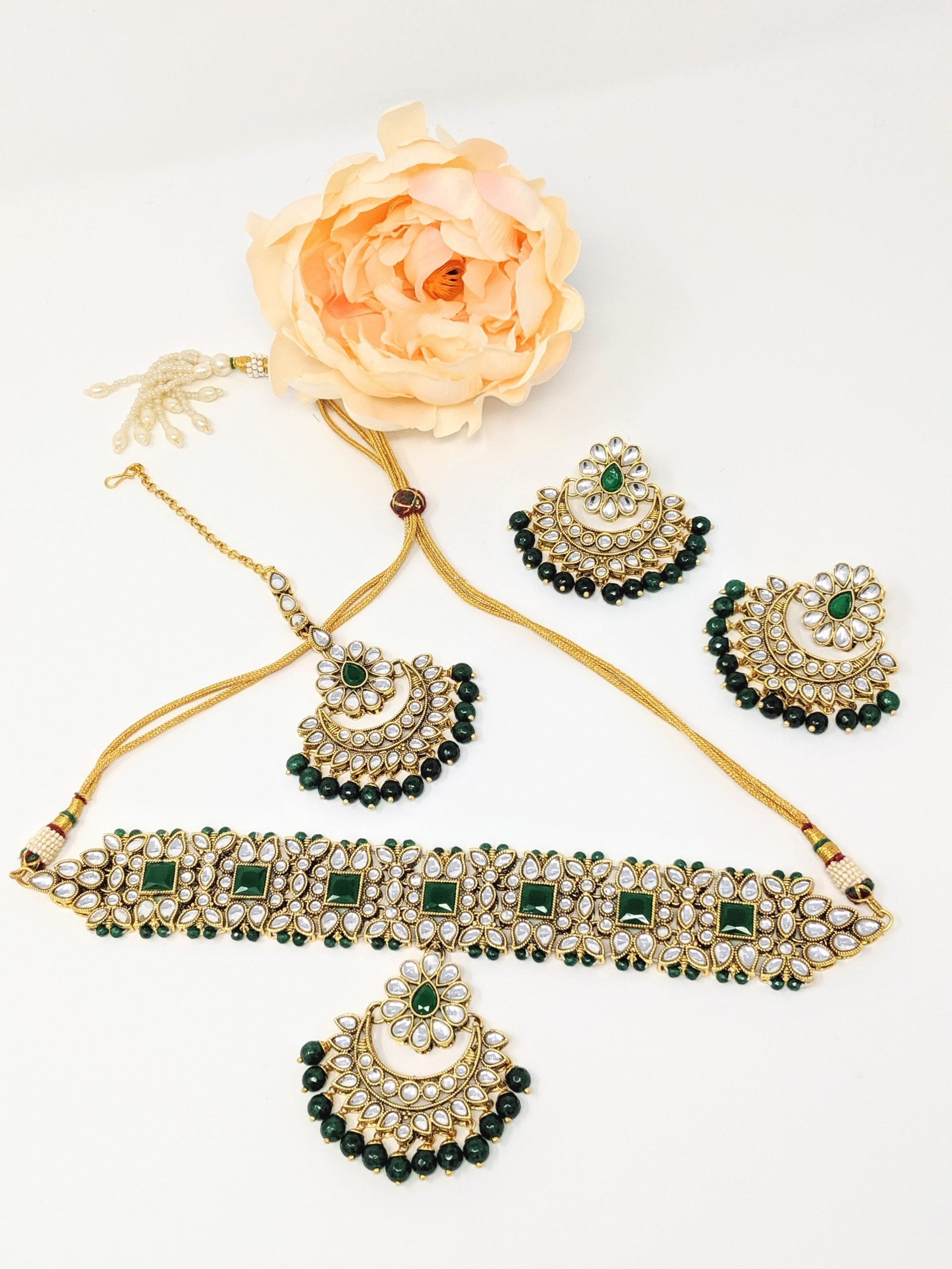Parini Choker Necklace Set - Green image