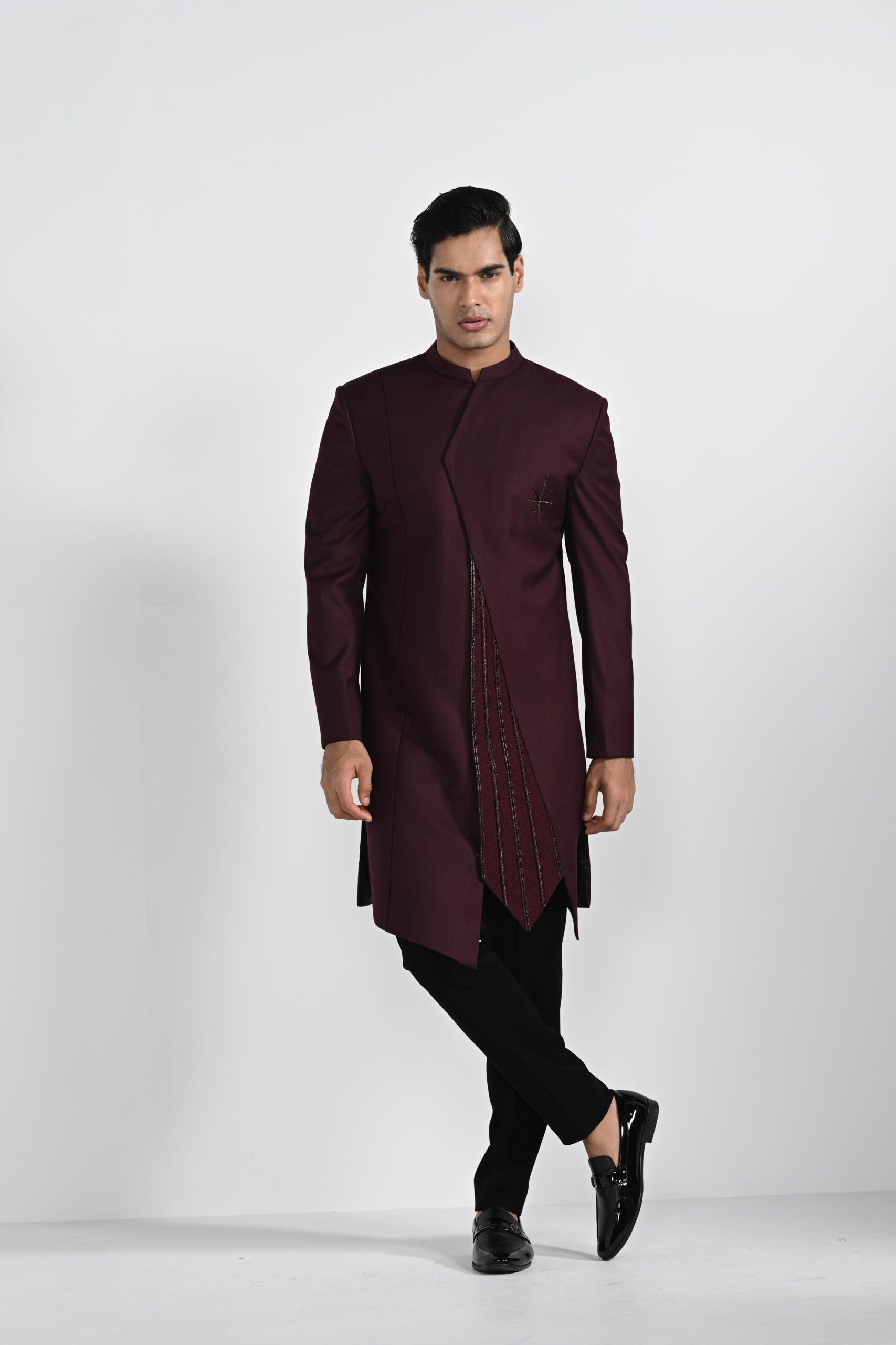 Tibetian Red Assymetrical Achkan Set image 0