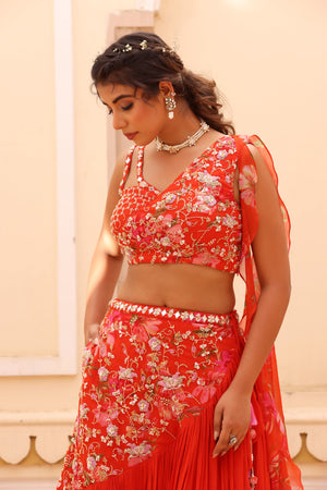 Georgette crepe lehenga image 16