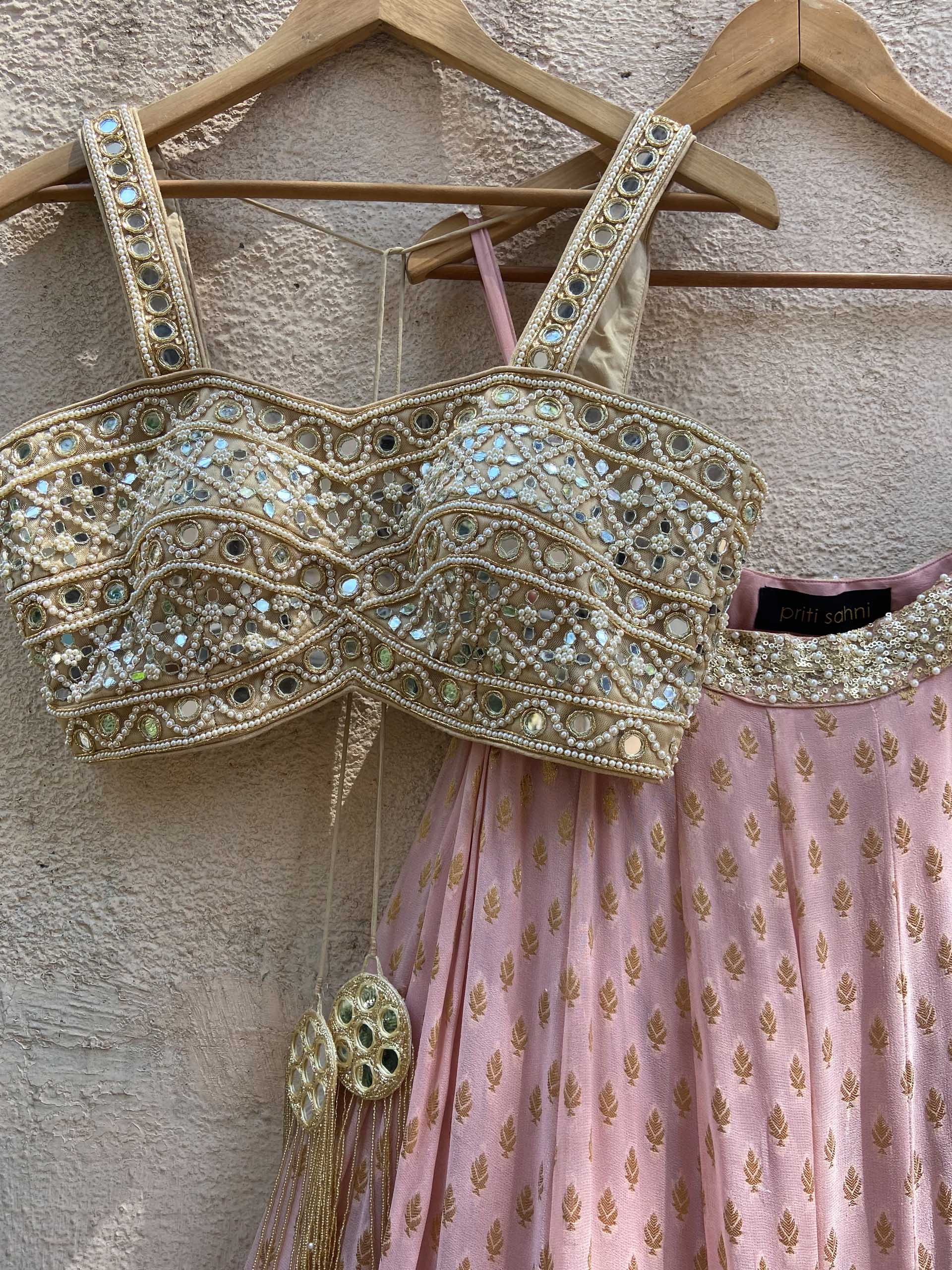 Nude Pink Lehenga Set with Nude Dupatta image 2