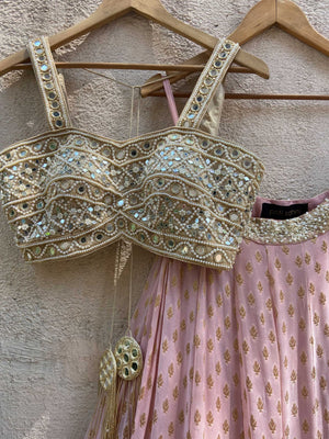 Nude Pink Lehenga Set with Nude Dupatta image 2
