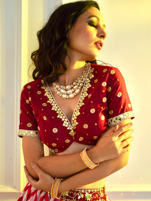 Maroon Myrah Chevron Lehenga Set image 4