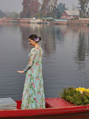 Ice Blue Floral Lehenga Set image 2