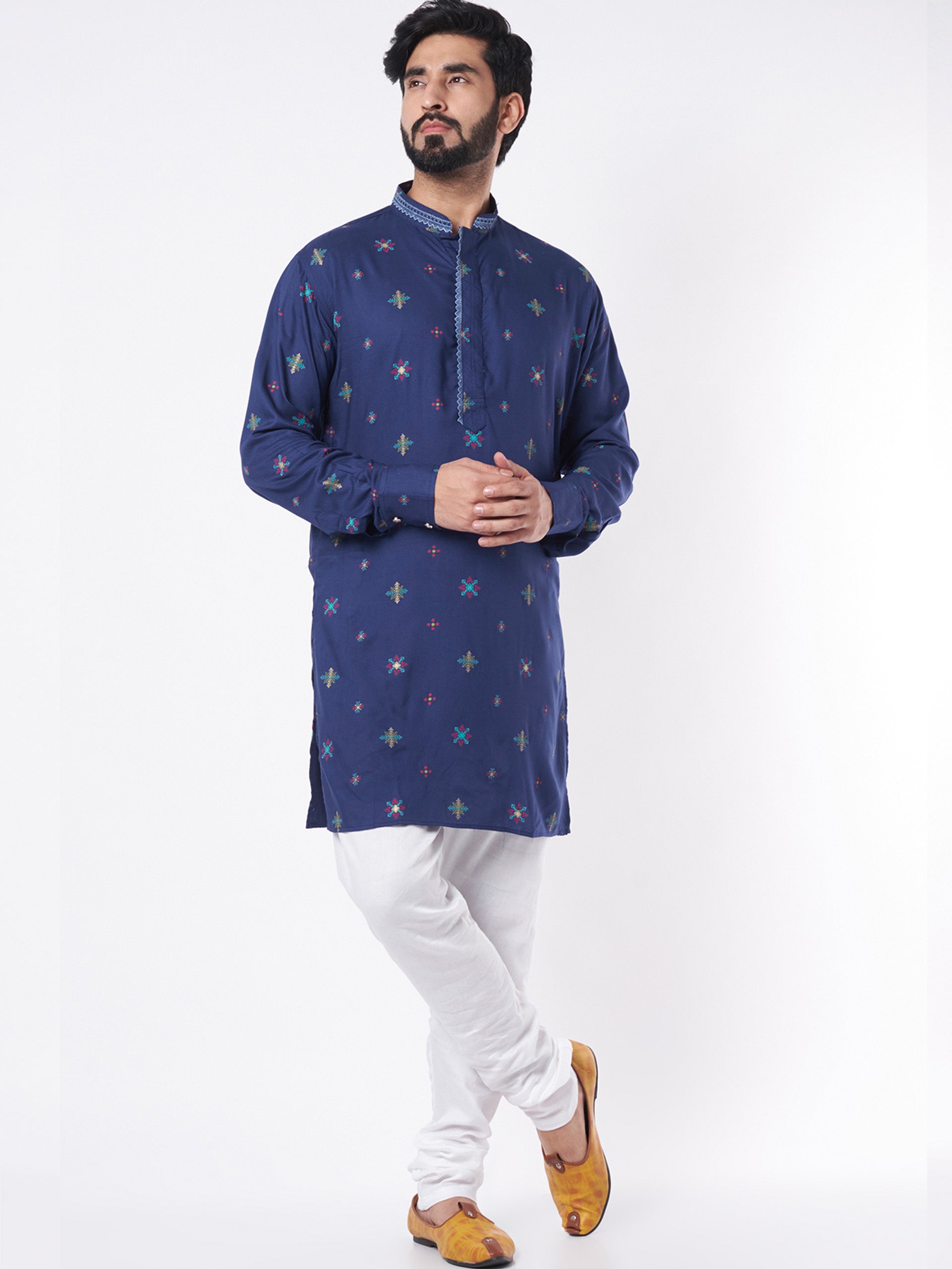 Blue Motif Kurta Set - M image